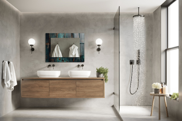 Espelho decorativo com estampa de folhas tropicais coloridas