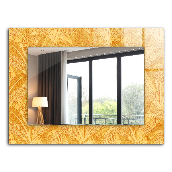 Espelho decorativo com tiras de folhas