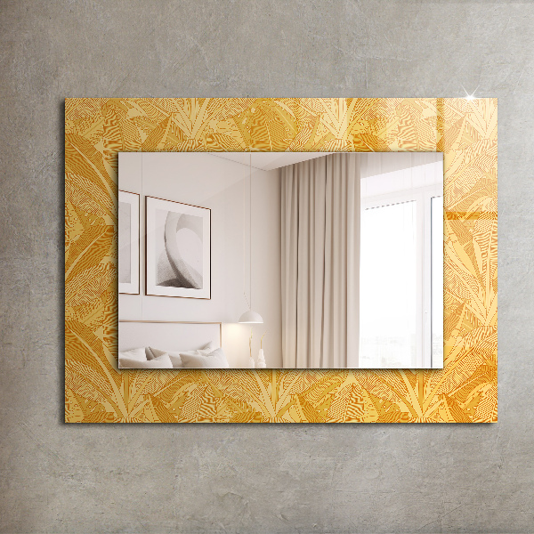 Espelho decorativo com tiras de folhas