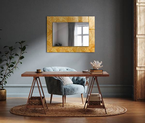 Espelho decorativo com tiras de folhas