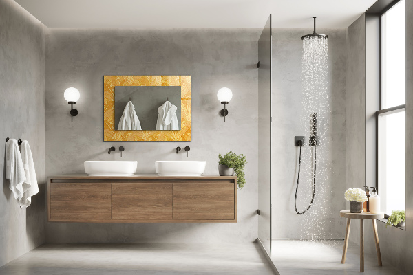 Espelho decorativo com tiras de folhas