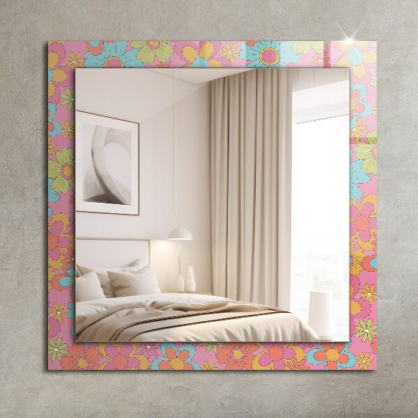 Espelho decorativo estrelas cor-de-rosa