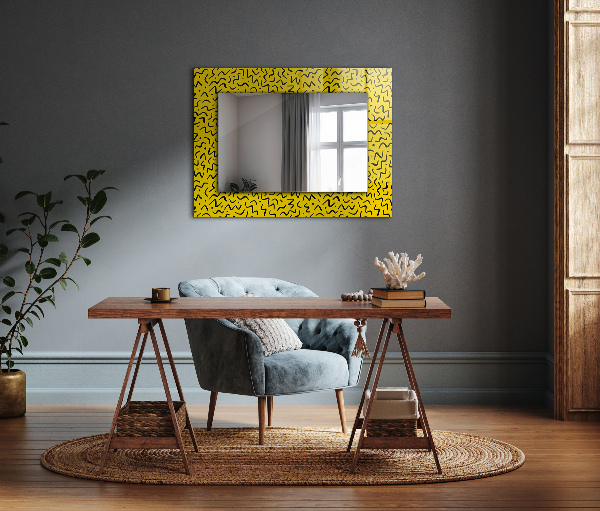 Espelho decorativo com arte abstrata azul