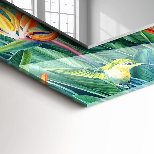 Espelho com moldura decorada em triângulos pretos e cinzas