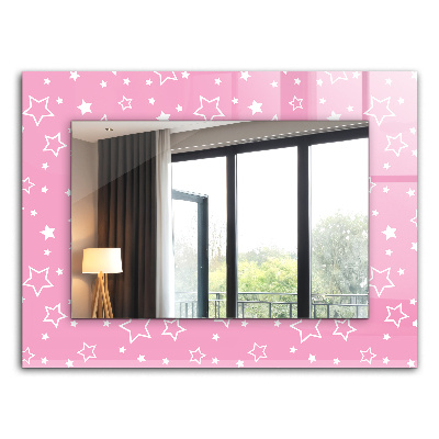 Espelho quadrado com moldura decorada rosa