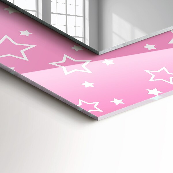 Espelho quadrado com moldura decorada rosa