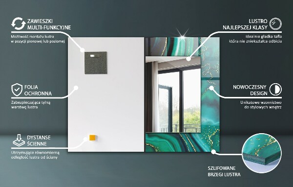 Espelho com moldura decorada Névoa de Ginkgo