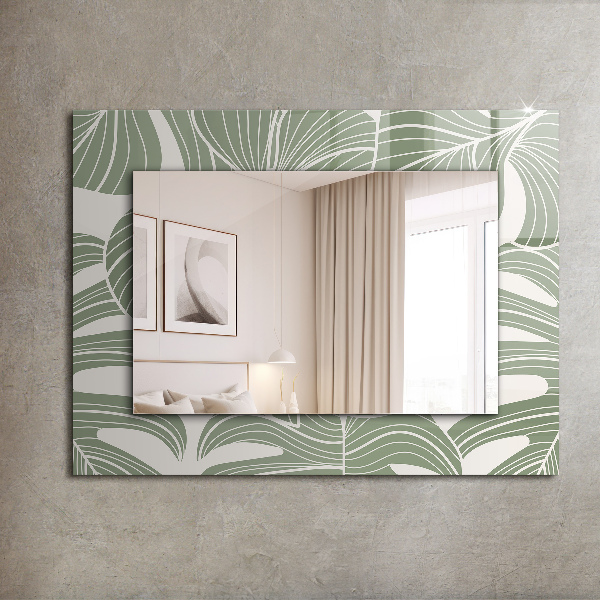 Espelho com moldura decorada modelo Nebulosa folha de monstera