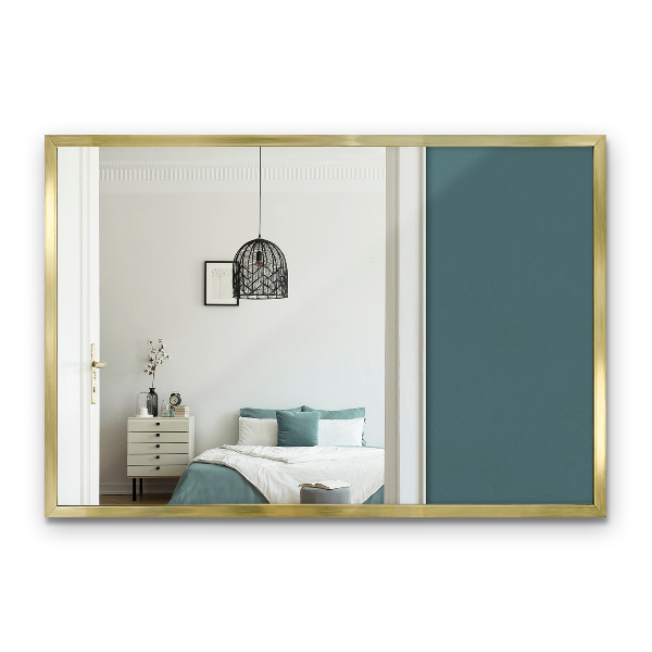 Espelho retangular minimalista com moldura dourada 60x40 cm