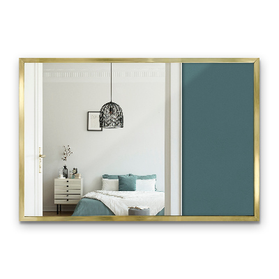 Espelho retangular minimalista com moldura dourada 60x40 cm