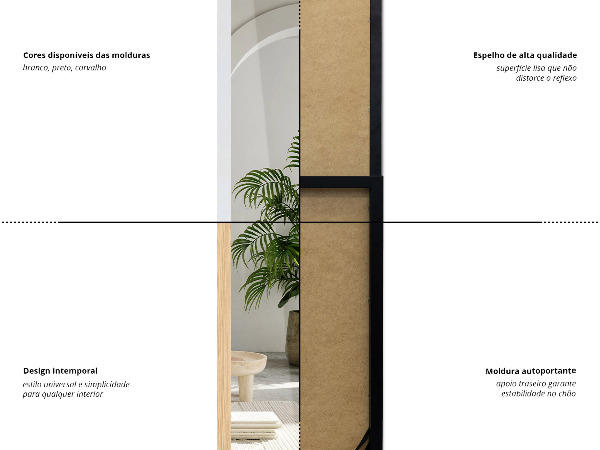 Espelho de chão branco 36x156 cm