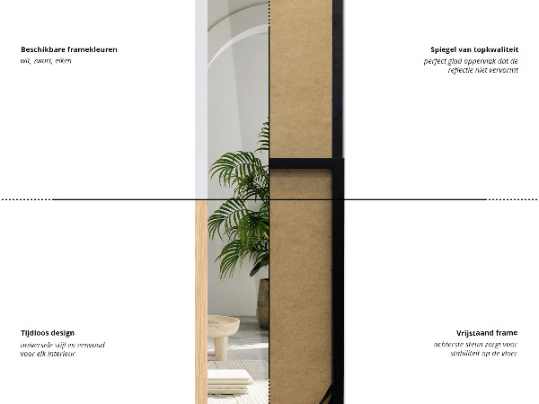 Espelho de chão preto 36x156 cm