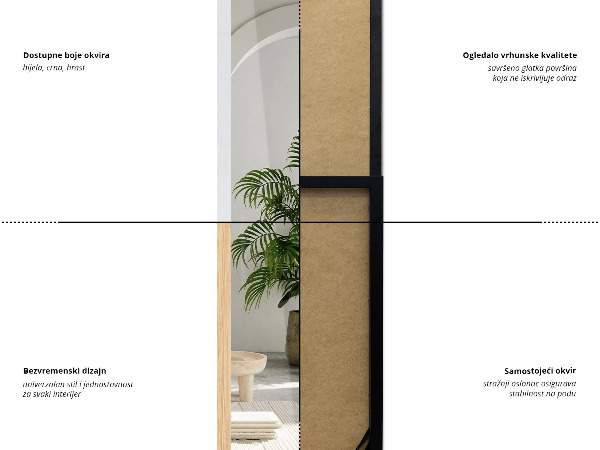 Espelho de chão preto 36x156 cm