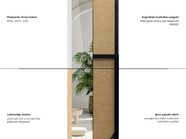 Espelho de chão carvalho 36x156 cm