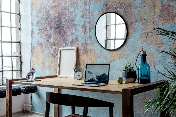 Espelho redondo para quarto com moldura preta fi 70 cm