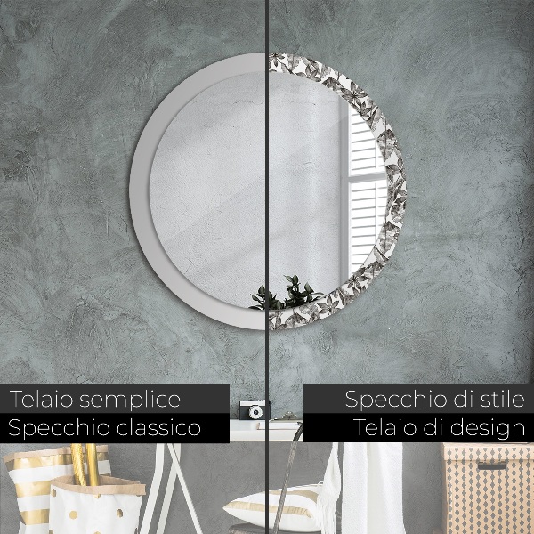 Espelho de parede circular decorativo Folhas tropicais
