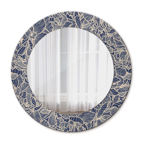 Espelho circular de parede decorativo Flores
