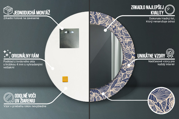 Espelho circular de parede decorativo Flores