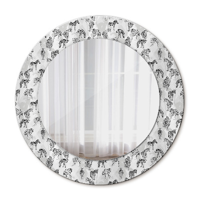 Espelho de parede circular decorativo Tigre tropical