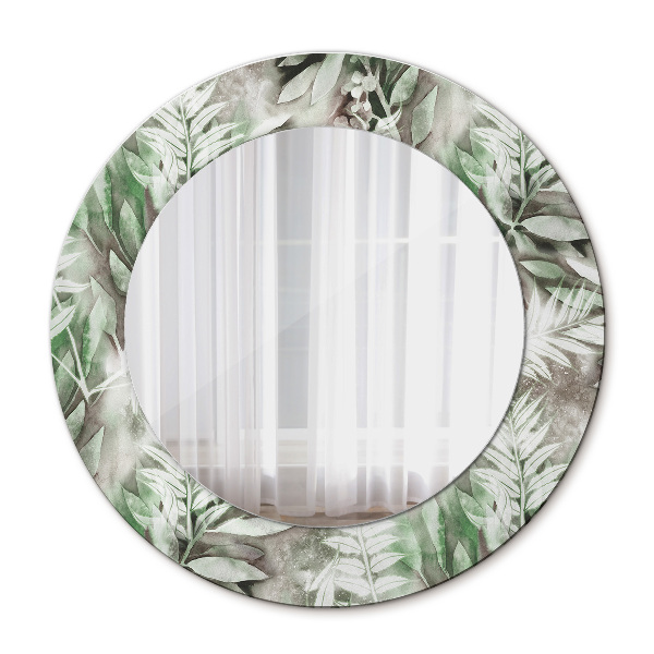 Espelho circular de parede decorativo Folhas de aguarela