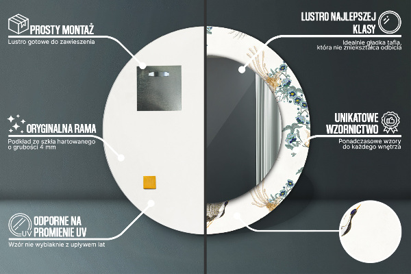 Espelho circular de parede decorativo Chinoseries