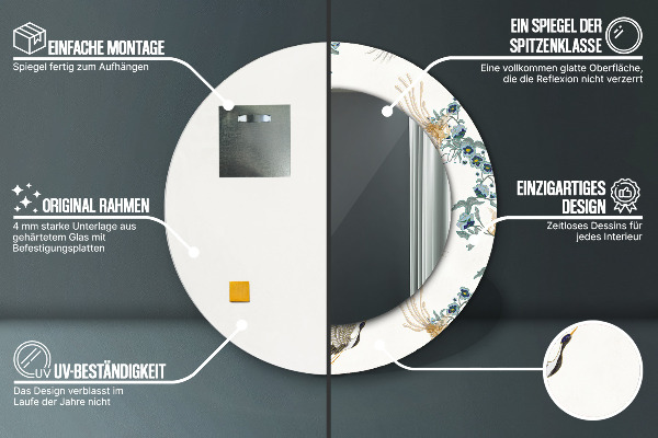 Espelho circular de parede decorativo Chinoseries