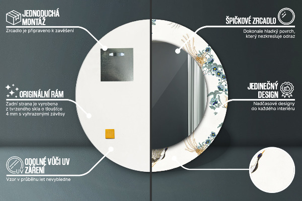 Espelho circular de parede decorativo Chinoseries