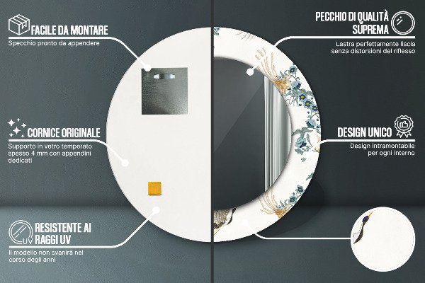 Espelho circular de parede decorativo Chinoseries