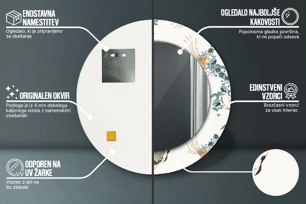 Espelho circular de parede decorativo Chinoseries