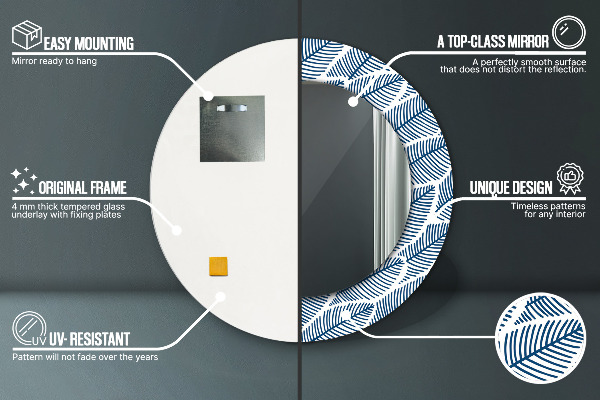 Espelho circular de parede decorativo Folhas