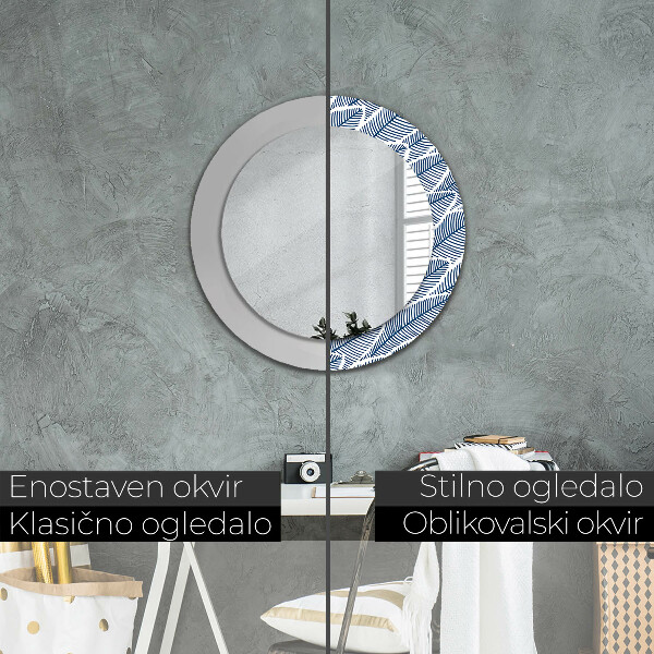 Espelho circular de parede decorativo Folhas