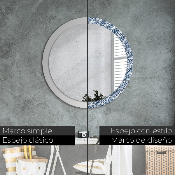 Espelho circular de parede decorativo Folhas
