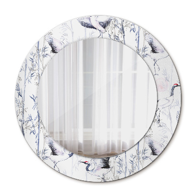 Espelho circular de parede decorativo Aves Grous