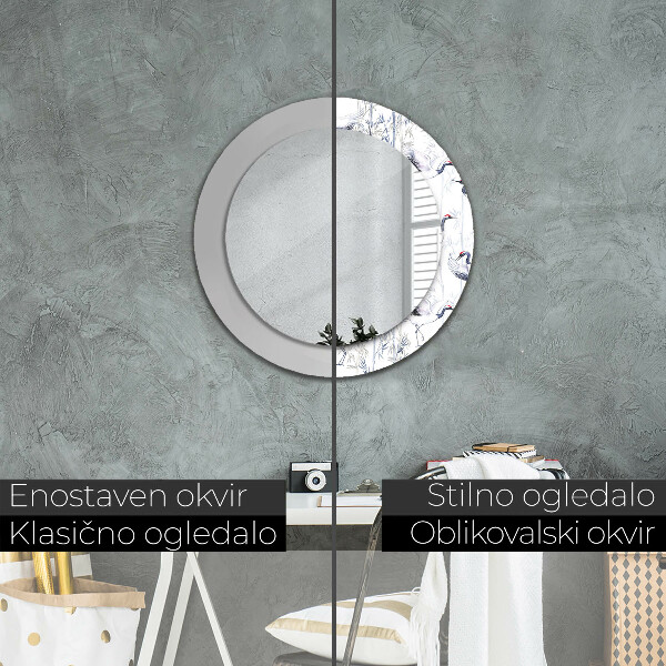 Espelho circular de parede decorativo Aves Grous