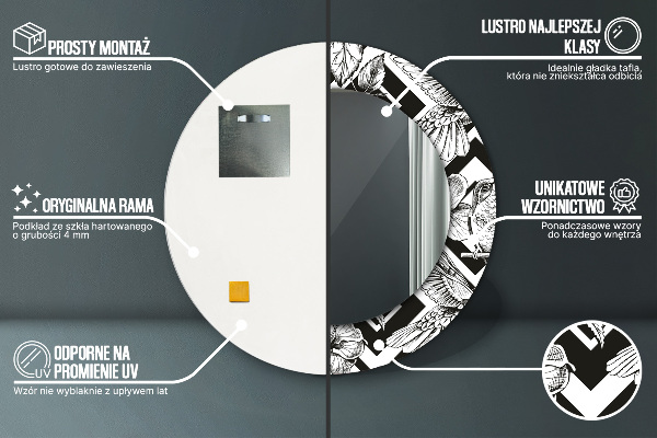Espelho circular de parede decorativo Colibris