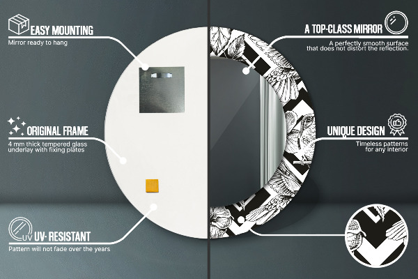Espelho circular de parede decorativo Colibris