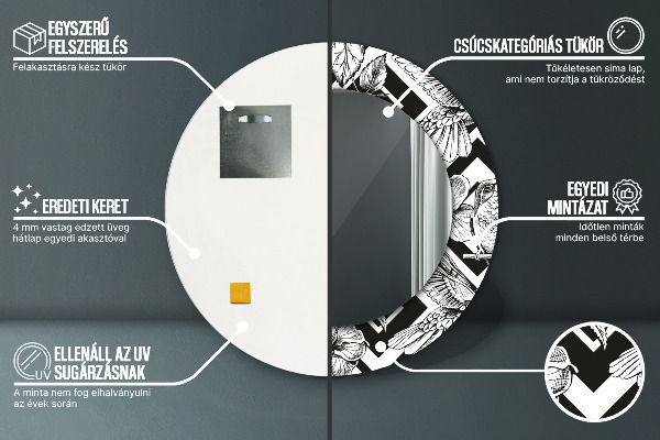Espelho circular de parede decorativo Colibris