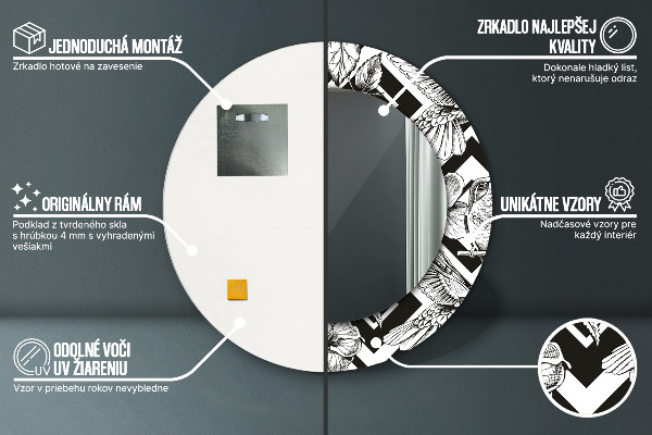 Espelho circular de parede decorativo Colibris