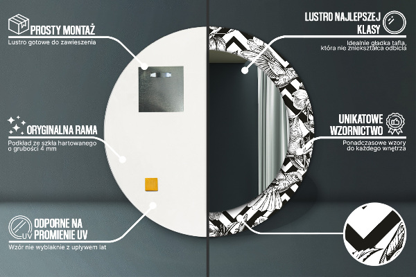 Espelho circular de parede decorativo Colibris