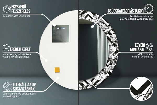Espelho circular de parede decorativo Colibris