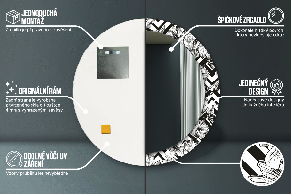 Espelho circular de parede decorativo Colibris