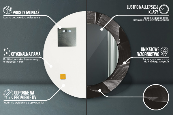 Espelho com moldura impressa redondo Palmeiras tropicais