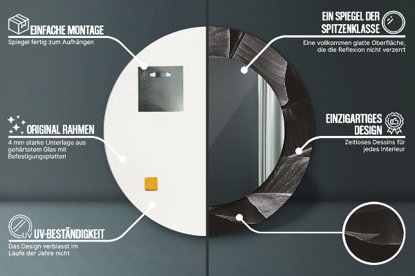 Espelho com moldura impressa redondo Palmeiras tropicais