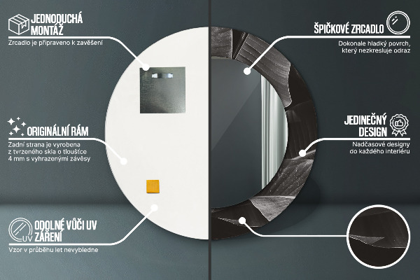 Espelho com moldura impressa redondo Palmeiras tropicais