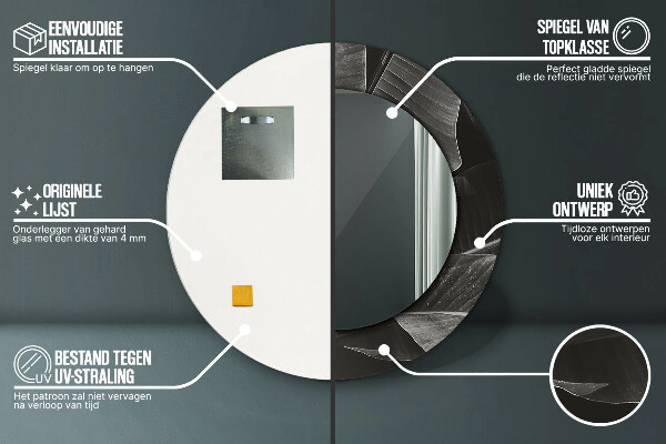 Espelho com moldura impressa redondo Palmeiras tropicais