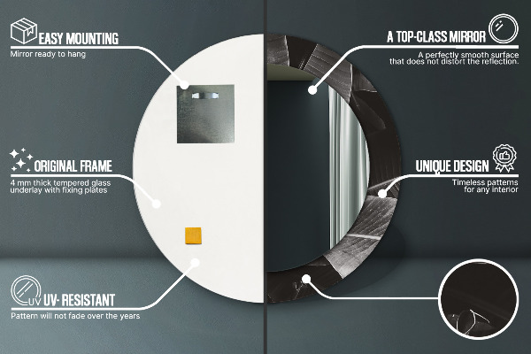 Espelho com moldura impressa redondo Palmeiras tropicais