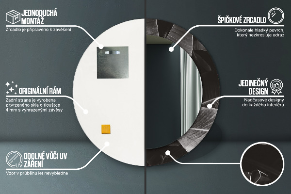 Espelho com moldura impressa redondo Palmeiras tropicais
