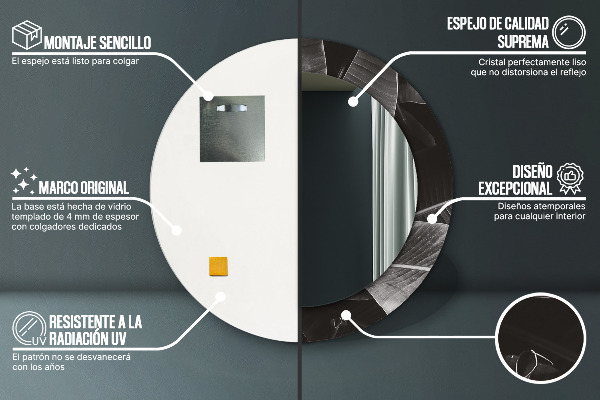 Espelho com moldura impressa redondo Palmeiras tropicais