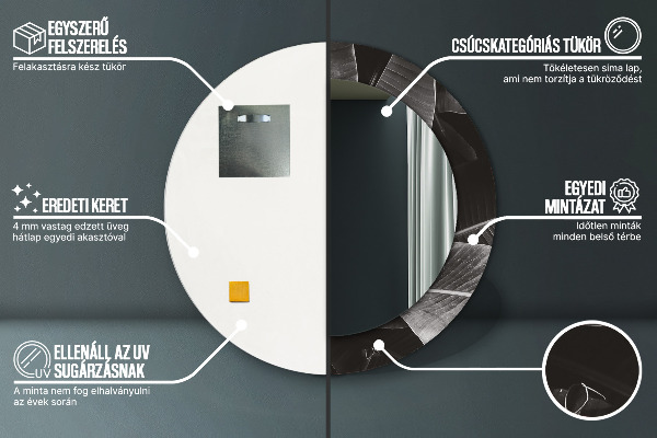 Espelho com moldura impressa redondo Palmeiras tropicais