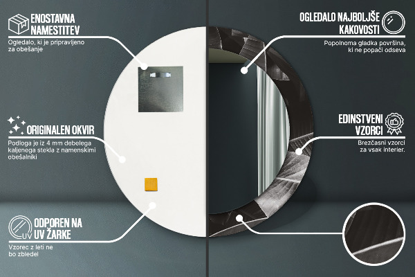 Espelho com moldura impressa redondo Palmeiras tropicais